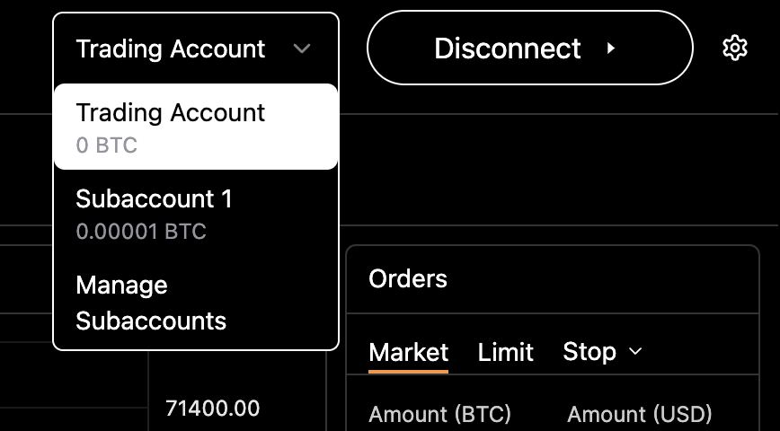 Trading Account Selection