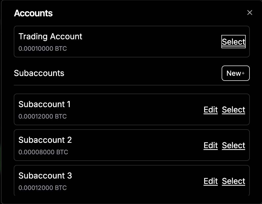 New Subaccount Dialog