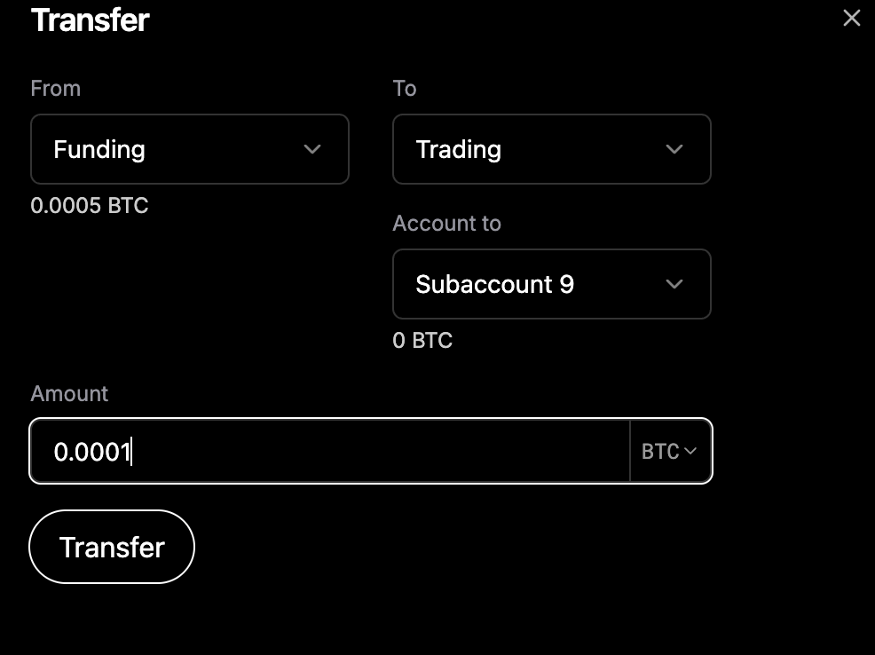Enter transfer amount