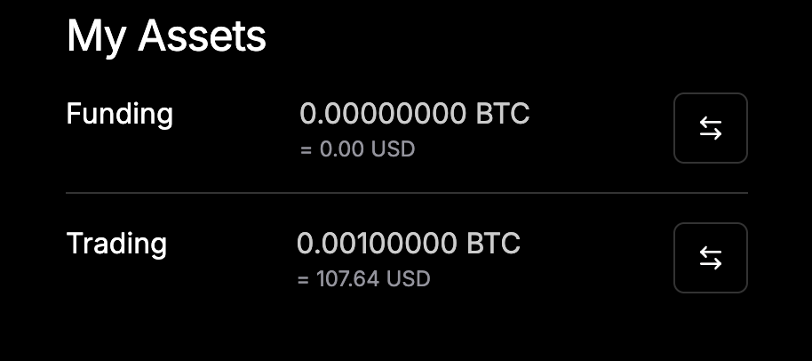 Funding to Trading - Transfer button