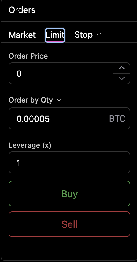 Order Type Selection