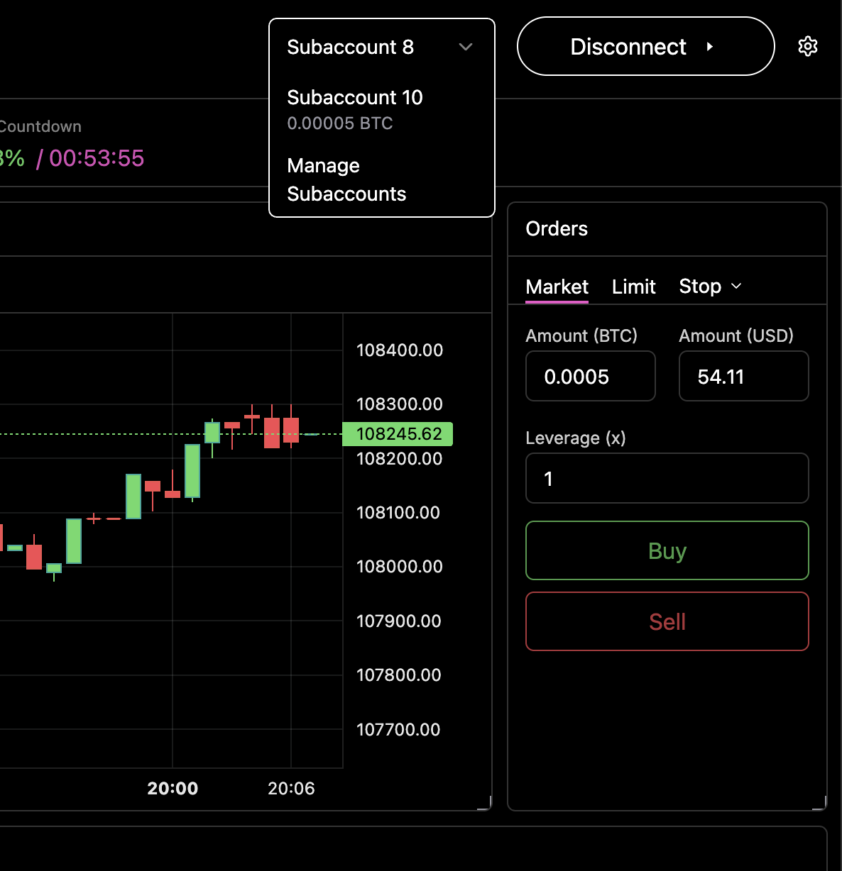 Manage Subaccounts Menu