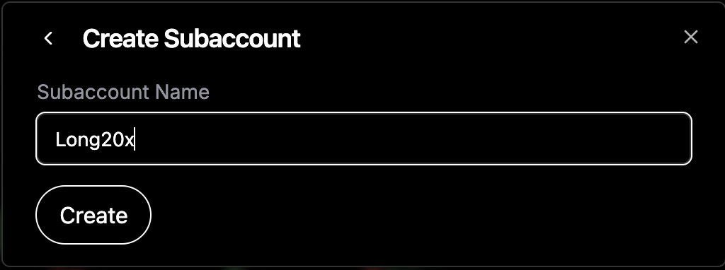 Enter Subaccount Name