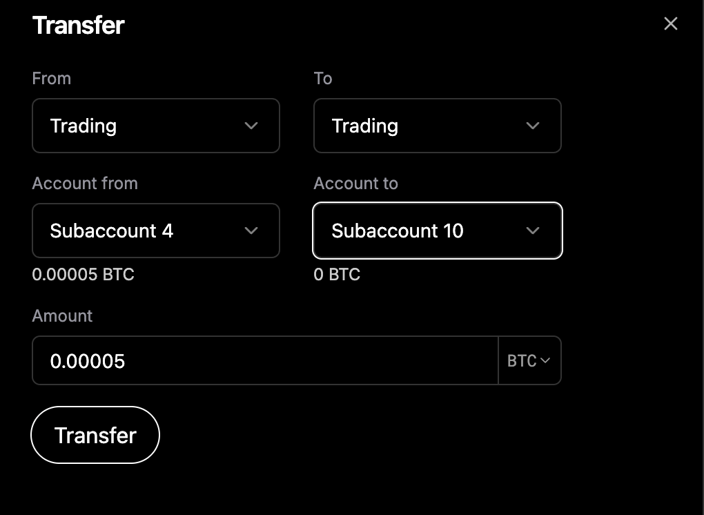 Select destination account